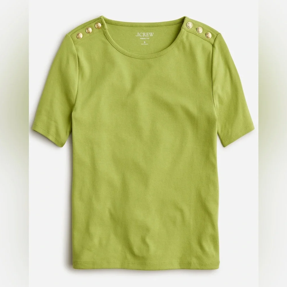 Perfect-fit elbow-sleeve T-shirt with buttons - Picture 1 of 7